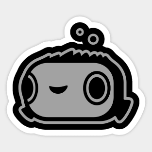 Happy Puffer Fish. Minimalist design of marine creature in grey ink Sticker